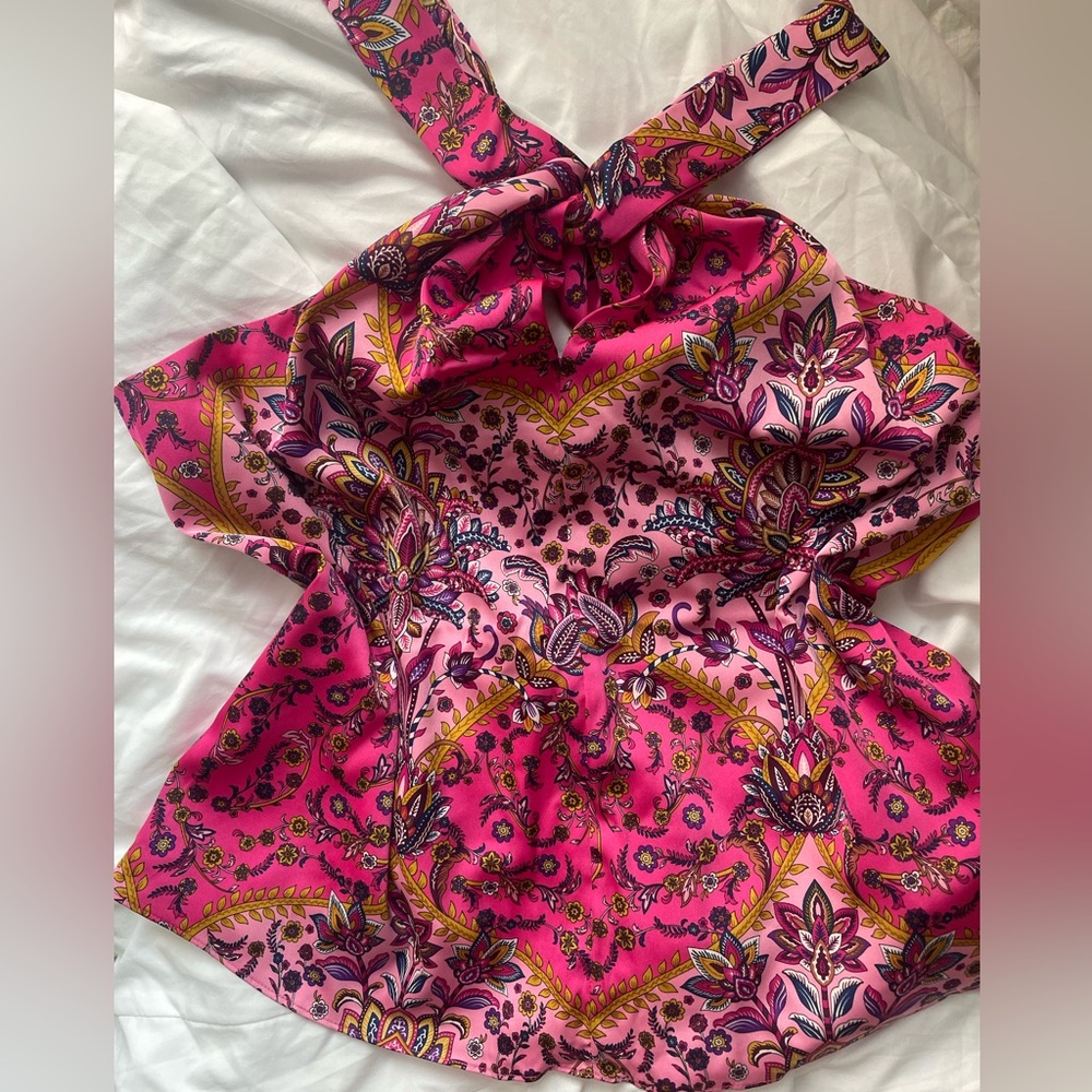 Pink Paisley Satin Top